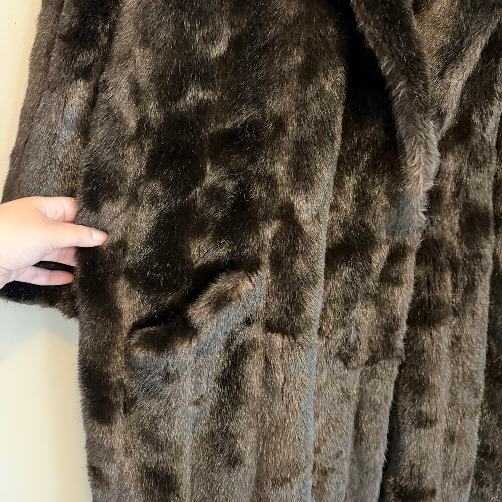 Vintage Shaytoon Faux Fur Coat Brown Plush Mob Wife Winter Luxury Formal England - Picture 7 of 15